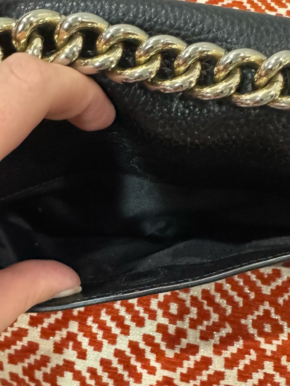 Coach Black Leather Chain Shoulder Bag Crossbody - Picture 9 of 13